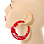 70mm Large Red Acrylic with Marble Effect Hoop Earrings - view 3
