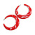 70mm Large Red Acrylic with Marble Effect Hoop Earrings - view 4