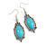 Vintage Inspired Oval Turquoise Stone Filigree Drop Earrings In Silver Tone - 50mm Long - view 4