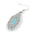 Vintage Inspired Oval Turquoise Stone Filigree Drop Earrings In Silver Tone - 50mm Long - view 7