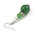 Green Glass Crystal Drop Earrings In Silver Tone - 40mm L - view 5