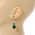 Green Glass Crystal Drop Earrings In Silver Tone - 40mm L - view 3