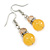 Yellow Glass Crystal Drop Earrings In Silver Tone - 40mm L - view 4