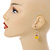 Yellow Glass Crystal Drop Earrings In Silver Tone - 40mm L - view 2