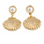 Stylish Faux Pearl Sea Shell Drop Earrings In Gold Tone Metal - 40mm L - view 5