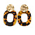 Trendy Tortoise Shell Effect Brown/ Yellow Oval Acrylic Drop Earrings In Matt Gold Tone - 55mm Long