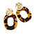 Trendy Tortoise Shell Effect Brown/ Yellow Oval Acrylic Drop Earrings In Matt Gold Tone - 55mm Long - view 4