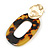 Trendy Tortoise Shell Effect Brown/ Yellow Oval Acrylic Drop Earrings In Matt Gold Tone - 55mm Long - view 5