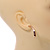 Rose Gold Tone Hook Shape Stud Earrings - 30mm Long - view 4