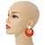 Statement Orange Acrylic Hoop Earrings In Matt Gold Tone - 55mm L - view 2