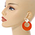 Statement Orange Acrylic Hoop Earrings In Matt Gold Tone - 55mm L - view 3