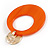 Statement Orange Acrylic Hoop Earrings In Matt Gold Tone - 55mm L - view 6