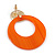 Statement Orange Acrylic Hoop Earrings In Matt Gold Tone - 55mm L - view 7