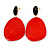 Statement Black/ Red Acrylic Curvy Oval Drop Earrings In Gold Tone - 75mm L