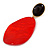 Statement Black/ Red Acrylic Curvy Oval Drop Earrings In Gold Tone - 75mm L - view 6