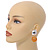 Statement Amber Yellow Resin Ball Drop Earrings In Silver Tone Metal - 50mm L - view 2