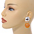 Statement Amber Yellow Resin Ball Drop Earrings In Silver Tone Metal - 50mm L - view 3