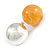 Statement Amber Yellow Resin Ball Drop Earrings In Silver Tone Metal - 50mm L - view 6