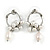 Stylish Twisted Circle with Freshwater Pearl Flower Drop Earrings In Silver Tone Metal - 35mm L - view 4