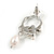 Stylish Twisted Circle with Freshwater Pearl Flower Drop Earrings In Silver Tone Metal - 35mm L - view 7