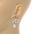 Stylish Twisted Circle with Freshwater Pearl Flower Drop Earrings In Silver Tone Metal - 35mm L - view 3