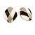 Black/ White Enamel Crystal Square Stud Earrings In Gold Tone - 20mm L - view 4