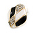 Black/ White Enamel Crystal Square Stud Earrings In Gold Tone - 20mm L - view 5