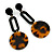 Black/ Brown Geometric Acrylic Tortoise Effect Drop Earrings - 75mm Long - view 4