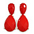 Red Acrylic Teardrop Earrings In Gold Tone Metal - 60mm L - view 4