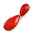 Red Acrylic Teardrop Earrings In Gold Tone Metal - 60mm L - view 6