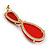 Red Acrylic Teardrop Earrings In Gold Tone Metal - 60mm L - view 7