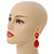 Red Acrylic Teardrop Earrings In Gold Tone Metal - 60mm L - view 2