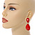 Red Acrylic Teardrop Earrings In Gold Tone Metal - 60mm L - view 3