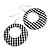 Two Pairs Black/ White Fabric Covered Gingham Checked Hoop and Heart Stud Earrings In Silver Tone - 60mm L/ 20mm L - view 4