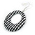 Two Pairs Black/ White Fabric Covered Gingham Checked Hoop and Heart Stud Earrings In Silver Tone - 60mm L/ 20mm L - view 5