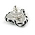 Two Pairs Black/ White Fabric Covered Gingham Checked Hoop and Heart Stud Earrings In Silver Tone - 60mm L/ 20mm L - view 8