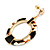 Black/ White Marble Effect Acrylic Hoop/ Drop Earrings In Gold Tone - 60mm L - view 5