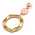 Statement Long Matt Gold Acrylic Hoop with Light Pink Bead Drop Earrings - 80mm L - view 5