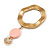 Statement Long Matt Gold Acrylic Hoop with Light Pink Bead Drop Earrings - 80mm L - view 6