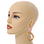 Statement Long Matt Gold Acrylic Hoop with Light Pink Bead Drop Earrings - 80mm L - view 3