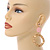 Statement Long Matt Gold Acrylic Hoop with Light Pink Bead Drop Earrings - 80mm L - view 4