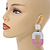 White/ Pink with Glitter Effect Acrylic Oval Hoop/ Drop Earrings - 70mm Long - view 3