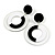 Black/ White/ Transparent Acrylic Hoop/ Drop Earrings - 60mm Long - view 4