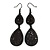 Statement Black Diamante Teardrop Earrings In Black Tone - 75mm L