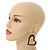 Ox Blood Wood Open Cut Heart Drop Earrings with Gold Tone Post Closure - 60mm L - view 2