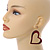 Ox Blood Wood Open Cut Heart Drop Earrings with Gold Tone Post Closure - 60mm L - view 3