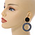 Black/ White Fabric Covered Gingham Checked Drop/ Hoop Earrings - 65mm Long - view 3
