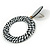 Black/ White Fabric Covered Gingham Checked Drop/ Hoop Earrings - 65mm Long - view 6