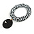 Black/ White Fabric Covered Gingham Checked Drop/ Hoop Earrings - 65mm Long - view 7