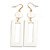 Set of 2 Pairs Square Acrylic Drop Earrings In White/ Red - 80mm L - view 4